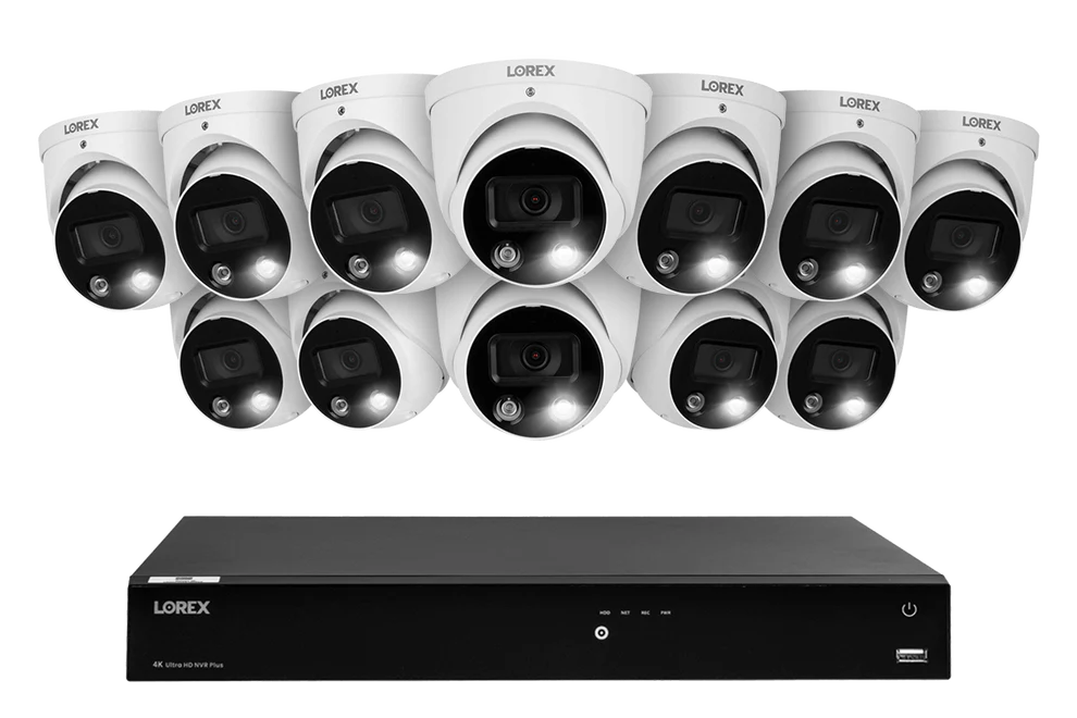 Lorex 4K 16 Channel 4TB NVR + 12 H13 IP Dome Cameras