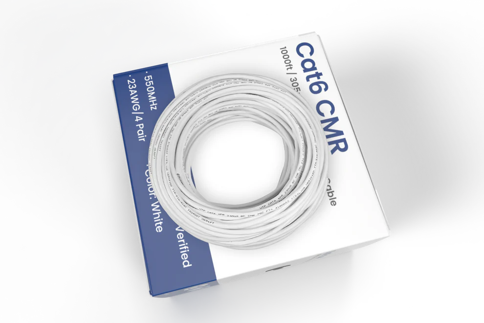 1,000ft Bulk Cat6 UTP Ethernet Cable, 23AWG CMR/FT4 for IP connectivity