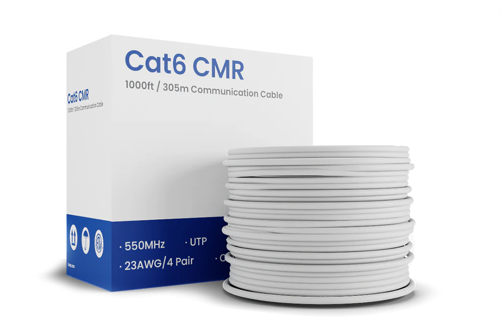 1,000ft Bulk Cat6 UTP Ethernet Cable, 23AWG CMR/FT4 for IP connectivity
