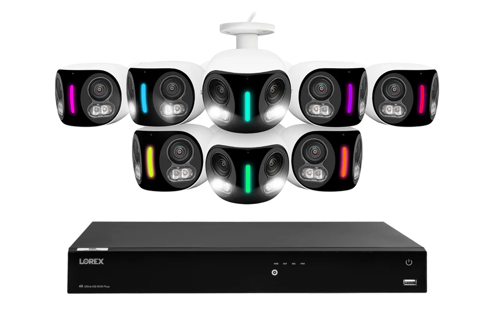 Lorex 4K 16 Channel – 4TB Wired NVR + 8 H20 IP Dual Lens Cameras
